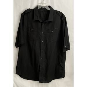 Men’s Sean John Black 4XL Linen Cotton Blend Short Sleeve Button Up